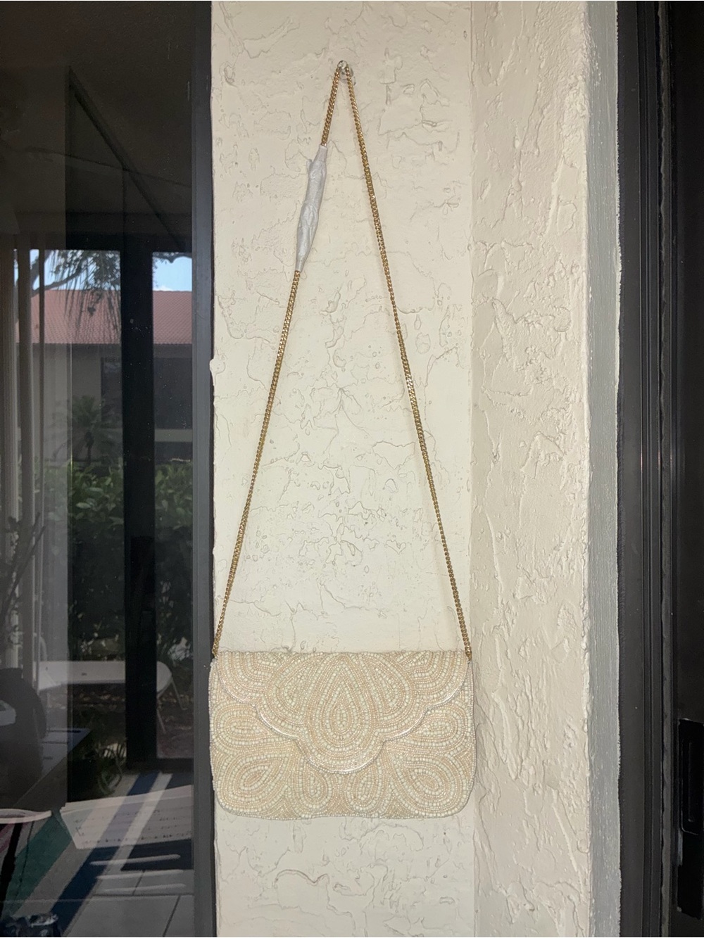 Lulu's Ivory Beaded Scallop Flap Crossbody Clutch - Picture 6 of 6